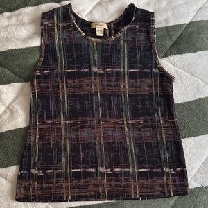 Etcetera Black and Brown Patterned Tank Top